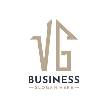 Letter VG House Logo for Real Estate Business Branding VG Property Management. Modern Initials AA Logo Design clipart