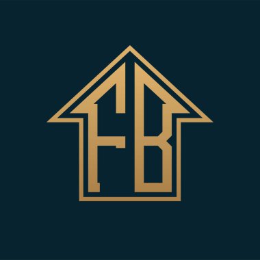 Lüks FB Logosu - Premium Gayrimenkul için Karanlık Arkaplan Üzerine Zarif Altın Harf FB