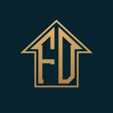 Lüks FD Logosu - Premium Gayrimenkul için Karanlık Arkaplan Üzerine Zarif Altın Harfler