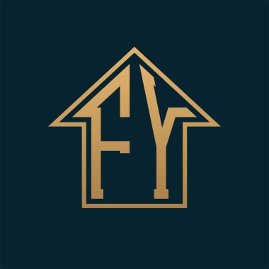 Luxury FY House Logo - Elegant Gold Letter FY on Dark Background for Premium Real Estate clipart