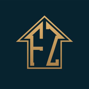 Lüks FZ Logosu - Premium Gayrimenkul için Karanlık Arkaplan Üzerine Zarif Altın Harf FZ