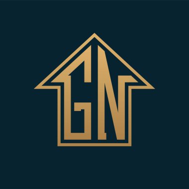 Lüks GN Logosu - Premium Gayrimenkul için Karanlık Arkaplan Üzerine Zarif Altın Harf GN