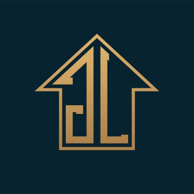 Luxury JL House Logo - Elegant Gold Letter JL on Dark Background for Premium Real Estate clipart