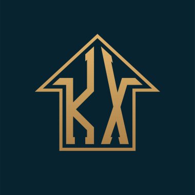 Luxury KX House Logo - Elegant Gold Letter KX on Dark Background for Premium Real Estate clipart