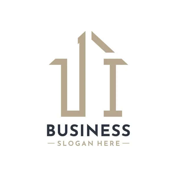 Harf UI Ev Logosu Emlak İşletmeleri Markalaştırma UI Emlak Yönetimi. Modern Baş harfler AA Logo Tasarımı