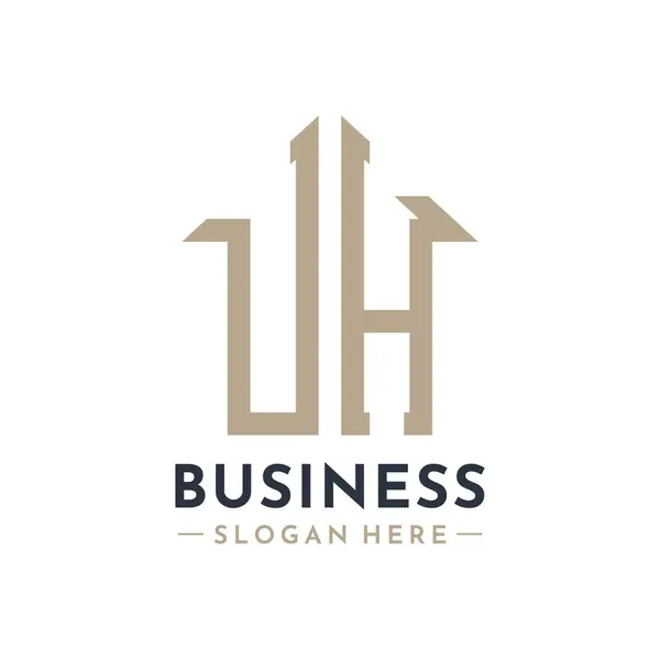 Emlak İşletmeleri Markalaştırma Arazi Yönetimi için Harf UH Ev Logosu. Modern Baş harfler AA Logo Tasarımı