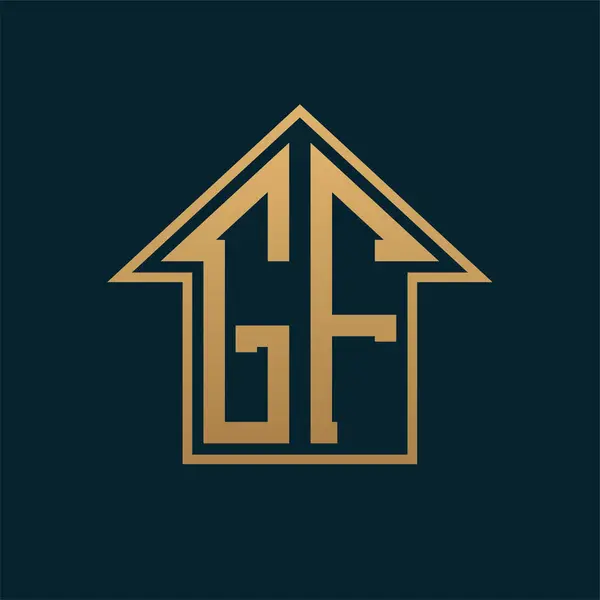 Lüks GF Logosu - Premium Gayrimenkul için Karanlık Arkaplan Üzerine Zarif Altın Harf GF
