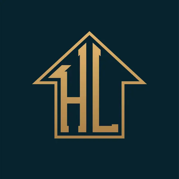 Lüks HL Ev Logosu - Premium Gayrimenkul için Karanlık Arkaplanda Zarif Altın Harf HL