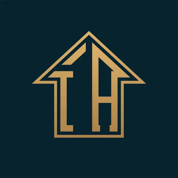 Lüks İçişleri Evi Logosu - Premium Gayrimenkul için Karanlık Arkaplan Üzerine Zarif Altın Harf