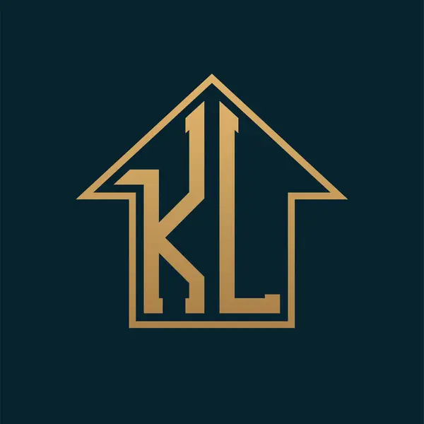 Lüks KL Logosu - Premium Gayrimenkul için Karanlık Arkaplan Üzerine Zarif Altın Harf KL