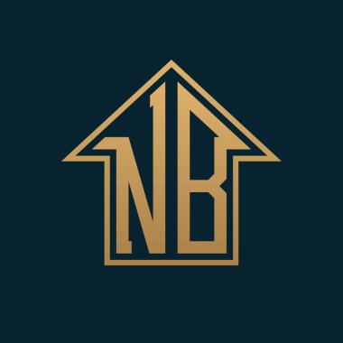 Lüks NB Logosu - Premium Gayrimenkul için Karanlık Arkaplan Üzerine Zarif Altın Harf NB