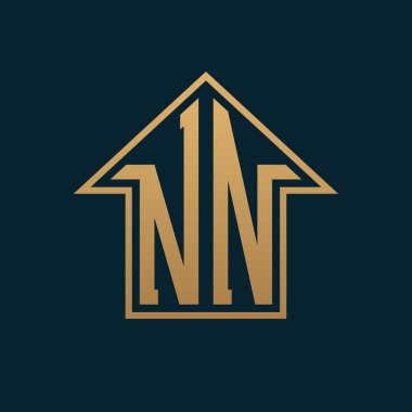 Luxury NN House Logo - Elegant Gold Letter NN on Dark Background for Premium Real Estate clipart