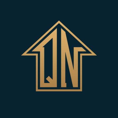 Luxury QN House Logo - Elegant Gold Letter QN on Dark Background for Premium Real Estate clipart