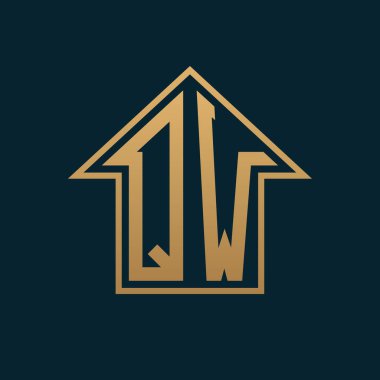 Luxury QW House Logo - Elegant Gold Letter QW on Dark Background for Premium Real Estate clipart