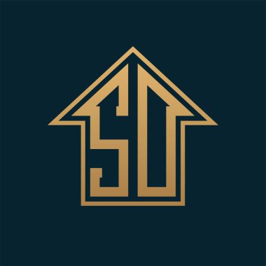 Lüks SO Logosu - Zarif Altın Harf Özel Emlak İçin Karanlık Arkaplanda