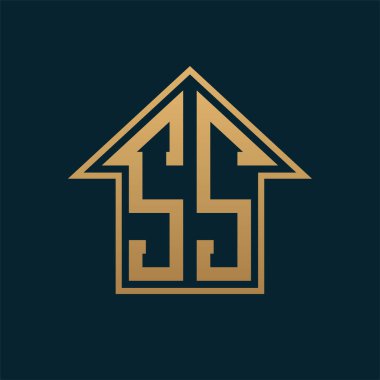 Lüks SS Logosu - Premium Gayrimenkul için Karanlık Arkaplan Üzerine Zarif Altın Harf SS