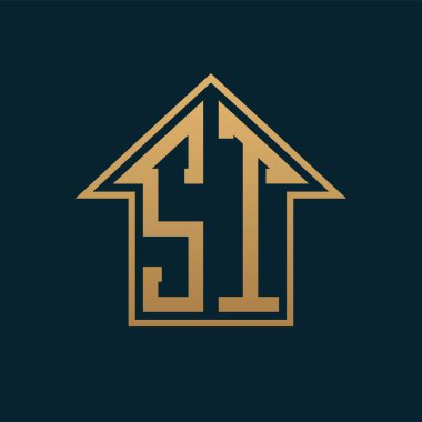 Lüks ST Konut Logosu - Premium Gayrimenkul için Karanlık Arkaplan Üzerine Zarif Altın Harf ST
