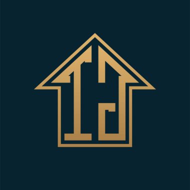 Luxury TJ House Logo - Elegant Gold Letter TJ on Dark Background for Premium Real Estate clipart