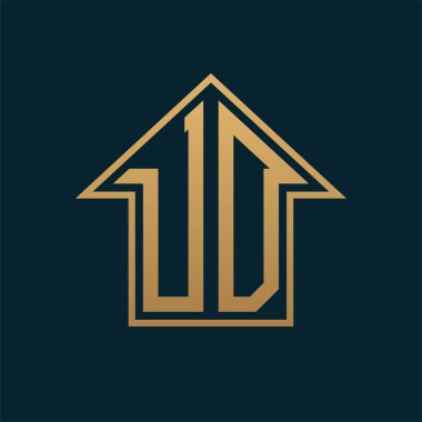 Luxury UD House Logo - Elegant Gold Letter UD on Dark Background for Premium Real Estate clipart