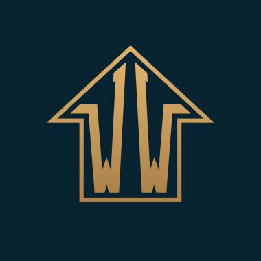 Lüks WW Logosu - Premium Gayrimenkul için Karanlık Arkaplan Üzerine Zarif Altın Harfler