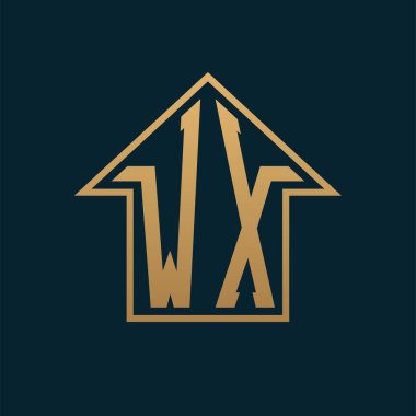 Lüks WX Logosu - Premium Gayrimenkul için Karanlık Arkaplanda Zarif Altın Harf WX
