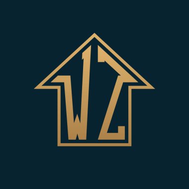 Lüks WZ Logosu - Premium Gayrimenkul için Karanlık Arkaplan Üzerine Zarif Altın Harf WZ