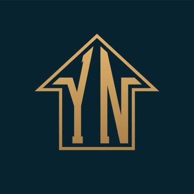 Lüks YN Logosu - Premium Emlak için Karanlık Arkaplan Üzerine Zarif Altın Harf YN