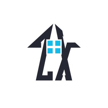 Baş harfleri ZX House Logo Tasarımı. Emlak, Mülkiyet ve İş Markası Simgesi İkonlu Yaratıcı Mektup ZX