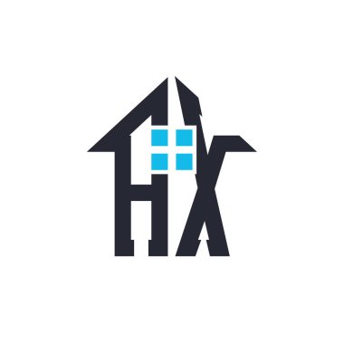 Baş harfleri AX House Logo Tasarımı. Emlak, Emlak ve İş Markası Simgesi İkonlu Yaratıcı Mektup AX