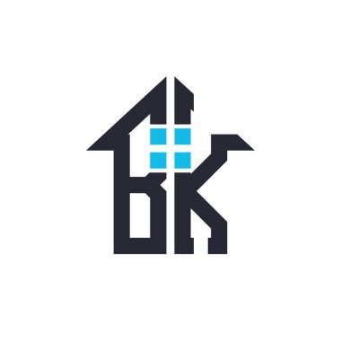 Baş harfleri BK House Logo Tasarımı. Emlak, Mülkiyet ve İş Markası Simgesi İkonlu Yaratıcı Mektup BK