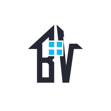 Baş harfleri BV House Logo Tasarımı. Emlak, Emlak ve İş Markası Simgesi İkonlu Yaratıcı Mektup BV