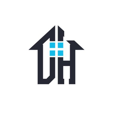 Baş harfleri DH House Logo Tasarımı. Emlak, Emlak ve İşletme Markası Simgesi İkonlu Yaratıcı Mektup DH