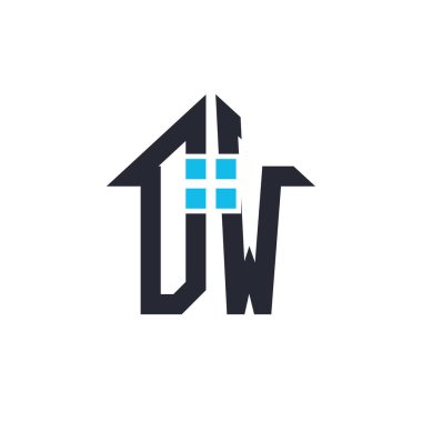 Initials DW House Logo Design. Creative Letter DW with House Icon for Real Estate, Property and Business Branding clipart