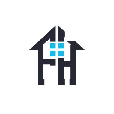 Baş harfleri FH House Logo Tasarımı. Emlak, Emlak ve Ticari Markalaşma İkonası İkonası ile Yaratıcı Mektup FH