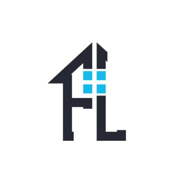 Baş harfleri FL House Logo Tasarımı. Emlak, Emlak ve İşletme Markası Simgesi İkonlu Yaratıcı Mektup FL