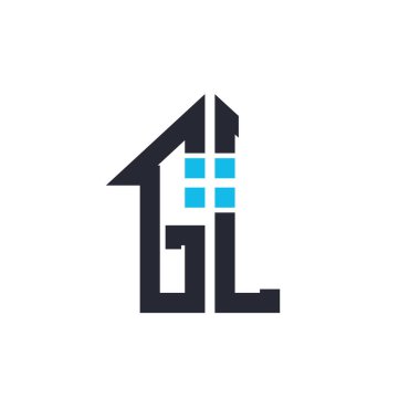 Baş harfleri GL House Logo Tasarımı. Emlak, Emlak ve Ticari Markalaşma İkonası İkonası ile Yaratıcı Harf GL