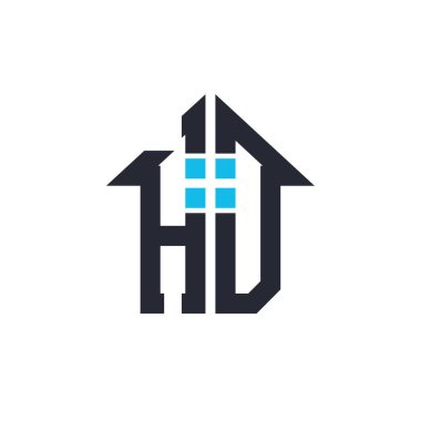 Baş harfleri HD House Logo Tasarımı. Emlak, Mülkiyet ve İşletme Markaları İkonası İkonası ile Yaratıcı Mektup HD