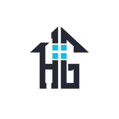 Baş harfleri HG House Logo Tasarımı. Emlak, Mülkiyet ve İşletme Markaları İkonası İkonası ile Yaratıcı Mektup HG