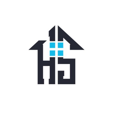 Initials HS House Logo Design. Creative Letter HS with House Icon for Real Estate, Property and Business Branding clipart