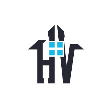 Baş harfleri HV House Logo Tasarımı. Emlak, Mülkiyet ve İş Markaları İkonası İkonası ile Yaratıcı Mektup HV