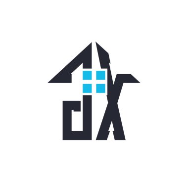 Baş harfleri JX House Logo Tasarımı. Emlak, Mülkiyet ve İşletme Markası Simgesi ile Yaratıcı Mektup JX