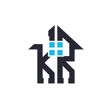 Baş harfleri KR House Logo Tasarımı. Emlak, Mülkiyet ve İşletme Markaları İkonası İkonası ile Yaratıcı Mektup KR