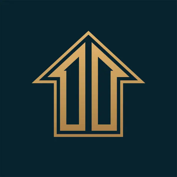 Lüks Ev Logosu - Premium Gayrimenkul için Karanlık Arkaplan Üzerine Zarif Altın Harf