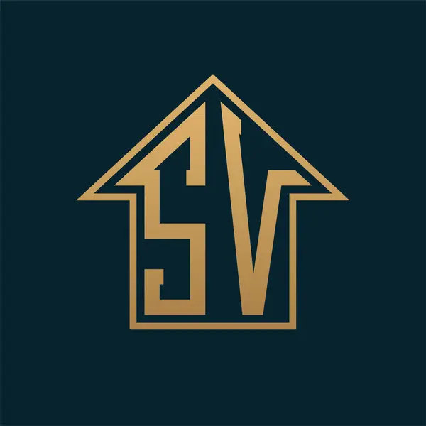 Lüks SV Logosu - Premium Gayrimenkul için Karanlık Arkaplan Üzerine Zarif Altın Harf SV