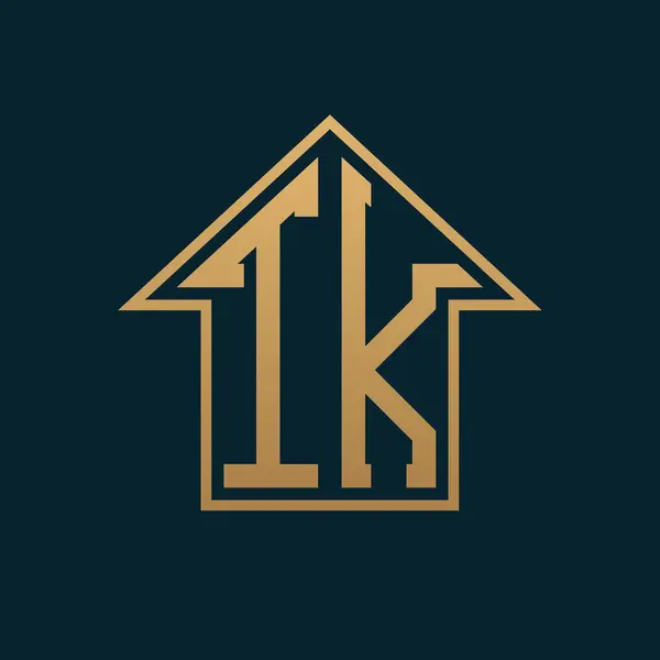 Lüks TK Konut Logosu - Premium Gayrimenkul İçin Karanlık Arkaplan Üzerine Zarif Altın Mektup TK