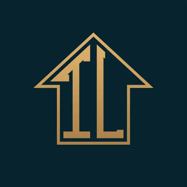 Lüks TL Ev Logosu - Premium Gayrimenkul için Karanlık Arkaplanda Zarif Altın Harfler