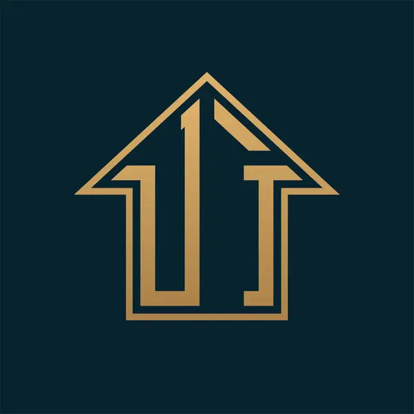 Lüks UI Ev Logosu - Premium Gayrimenkul için Karanlık Arkaplanda Zarif Altın Harf UI