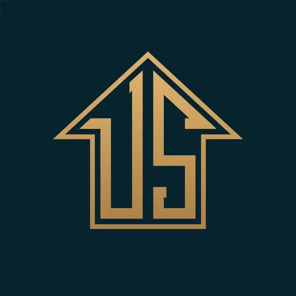 Lüks ABD Logosu - ABD 'nin Özel Gayrimenkul İçin Karanlık Arkaplan Üzerine Zarif Altın Harfi