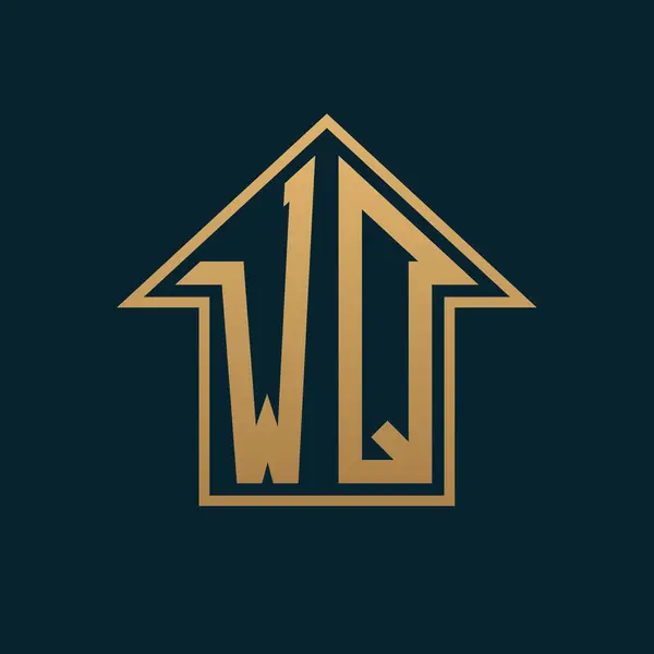 Lüks WQ Logosu - Premium Gayrimenkul için Karanlık Arkaplanda Zarif Altın Harf WQ