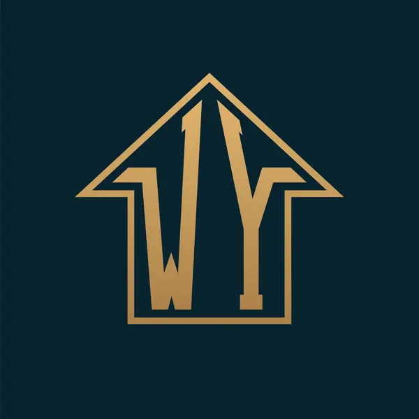 Lüks WY Ev Logosu - Premium Gayrimenkul için Karanlık Arkaplanda Zarif Altın Harf WY